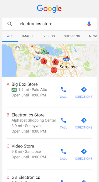 example of local Google ad